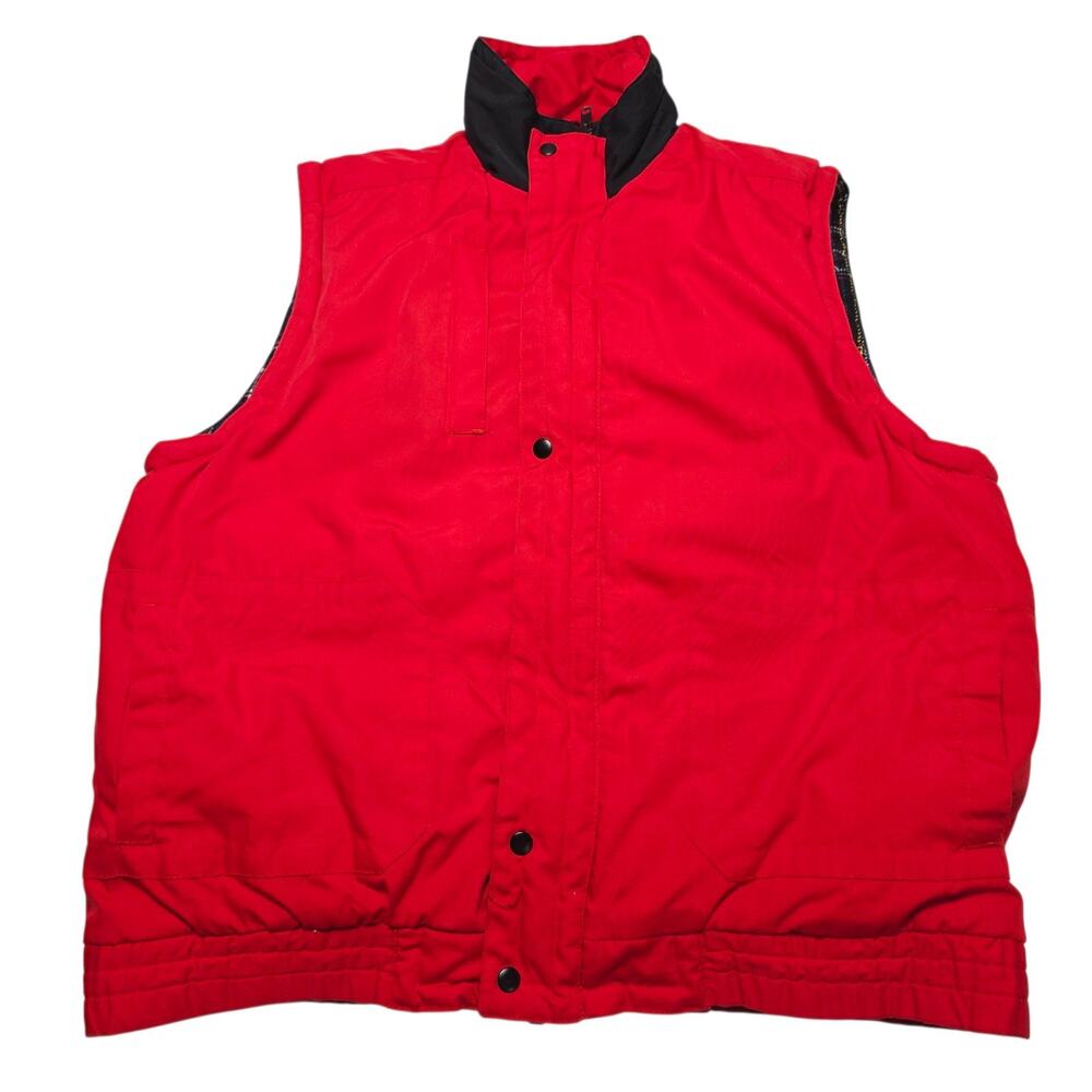 Vintage Flannel Lined Puffer Vest Men's XL Full Zip Jacket 90's White Fish Bay